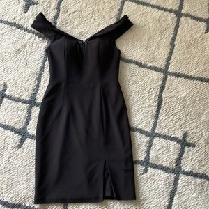 Aqua off the shoulder cocktail dress